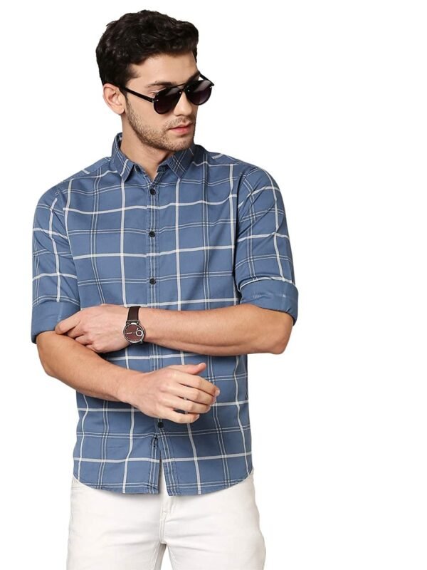 Dennis Men’s Checkered Slim Fit Cotton Casual Shirt