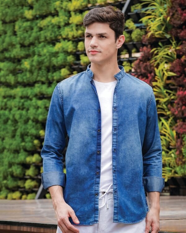 Men’s Stone Blue Washed Denim Shirt